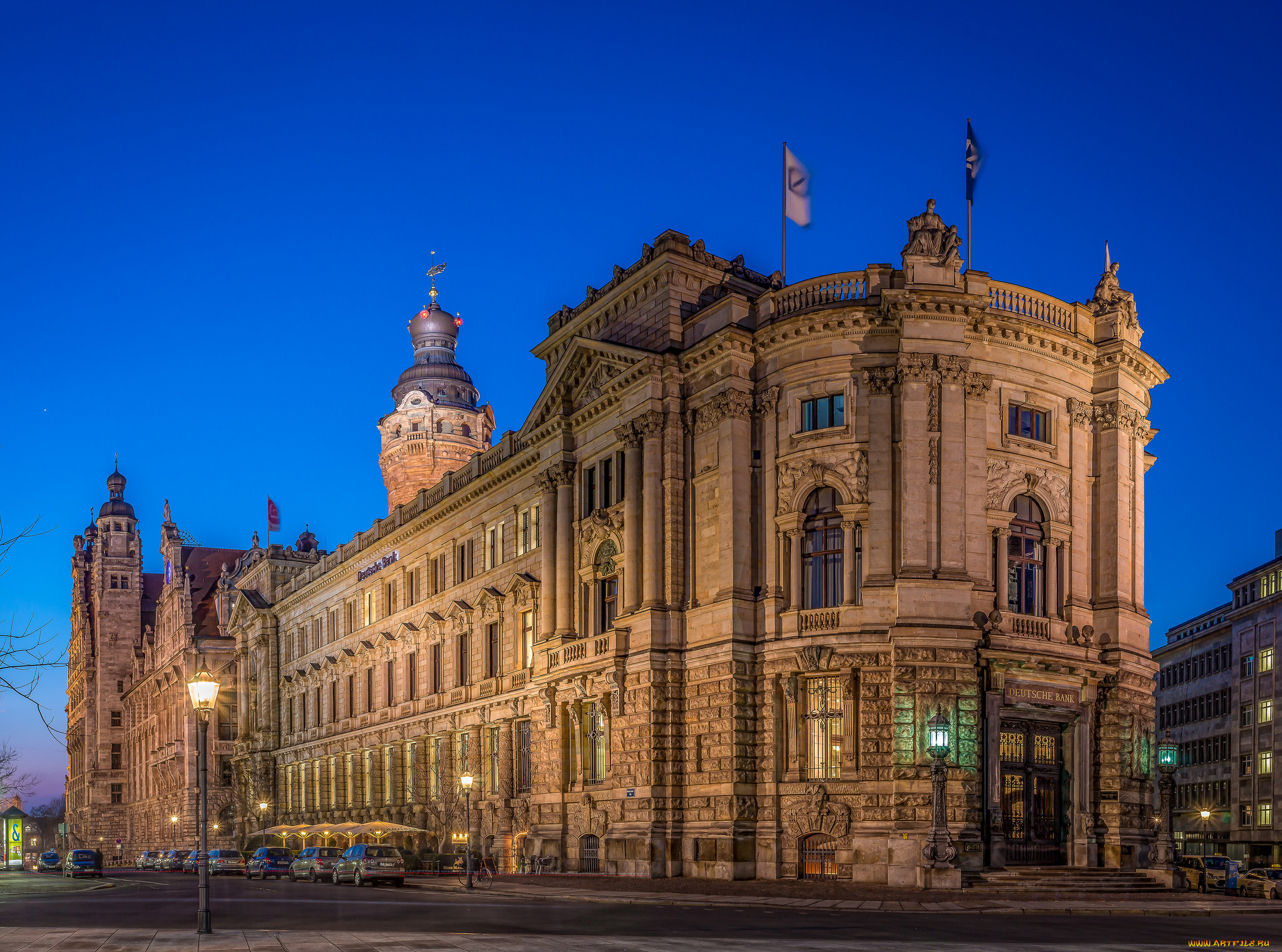 Обои Deutsche Bank Leipzig Города - Здания, дома, обои для рабочего стола,  фотографии deutsche bank leipzig, города, - здания, дома, ночь, площадь,  дворец Обои для рабочего стола, скачать обои картинки заставки на